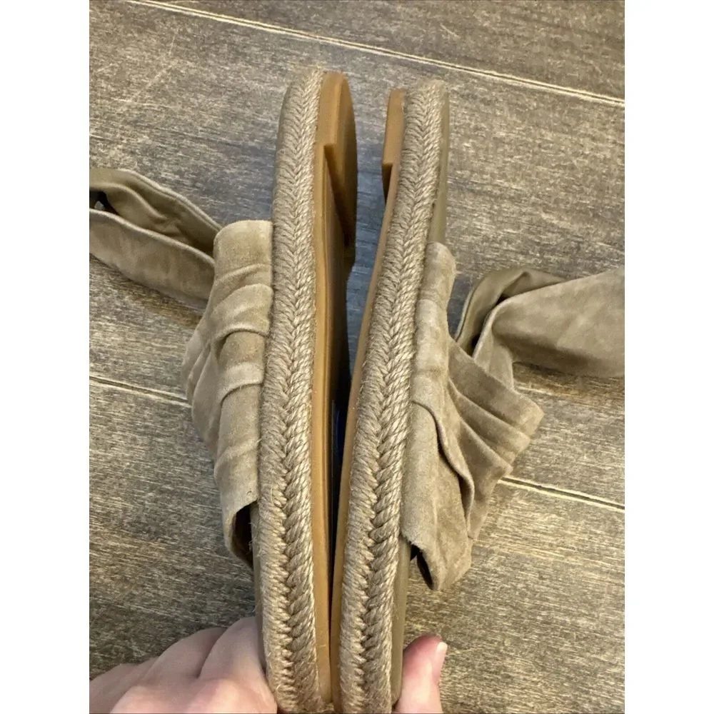 TORY BURCH SLING BACK SUEDE ESPADRILLE‎ SANDALS Colir Leccio SIZE 7 Boho Ruched